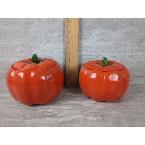 Vintage Maruhon Ware Tomato Salt & Pepper Set w/ Sugar Canisters - Picture 3 of 8